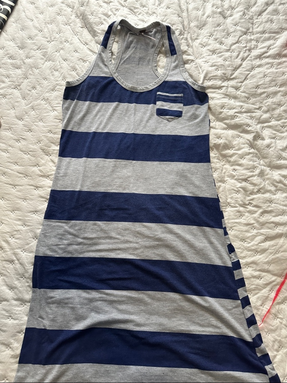 Poof Striped Racerback Maxi Dress - Navy & Gray